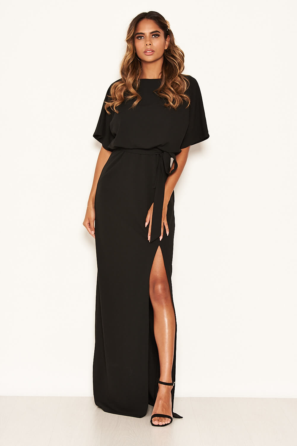 Kikodress - Black Tie Waist Maxi Dress