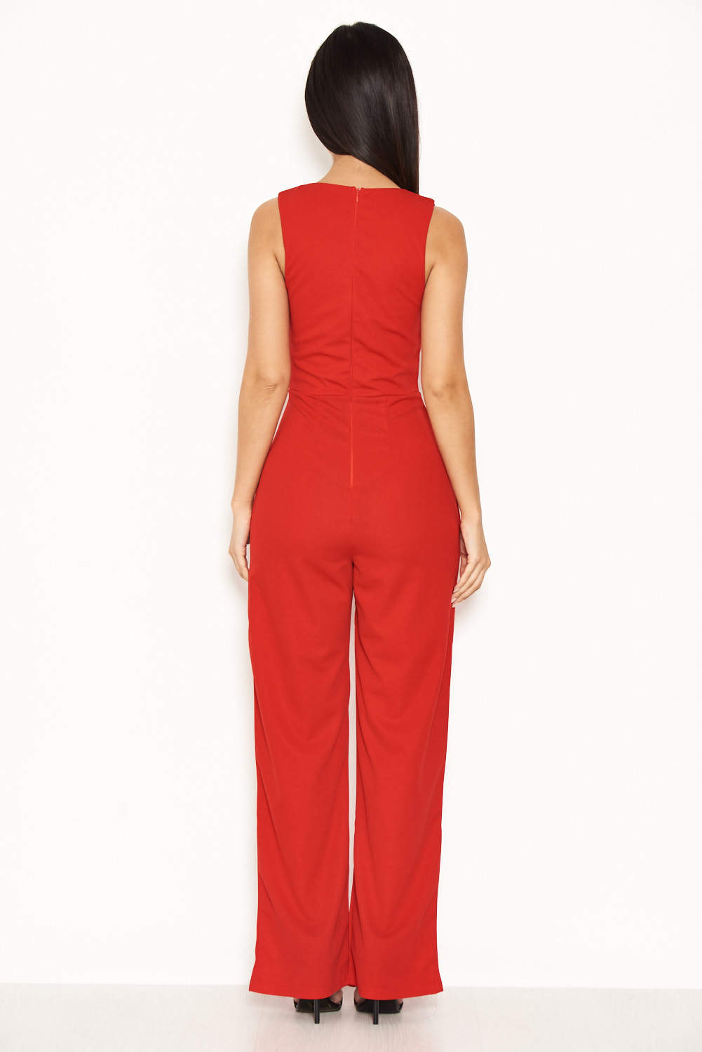 Kikodress - Red V Neck Jumpsuit