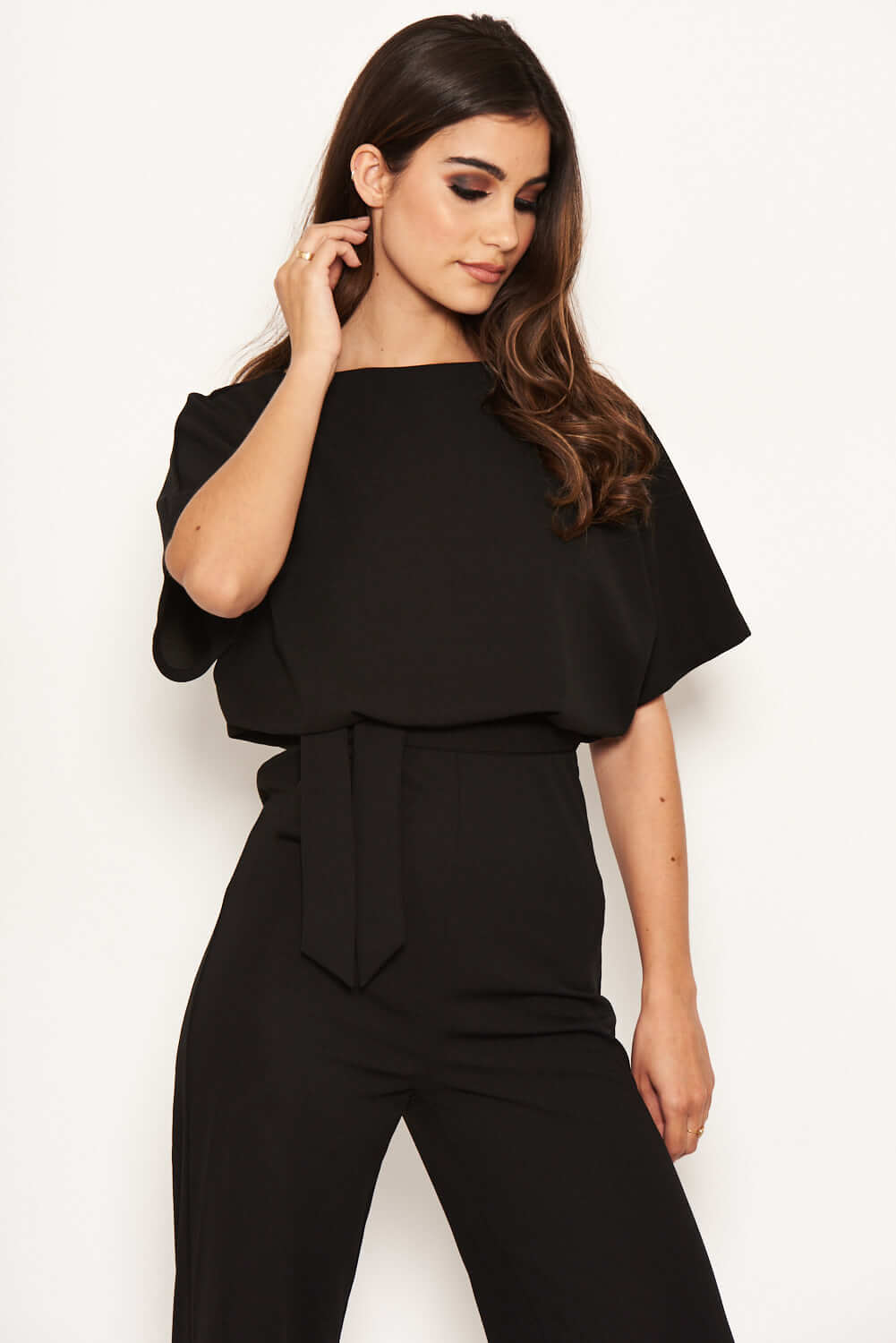 Kikodress - Black Tie Waist Jumpsuit
