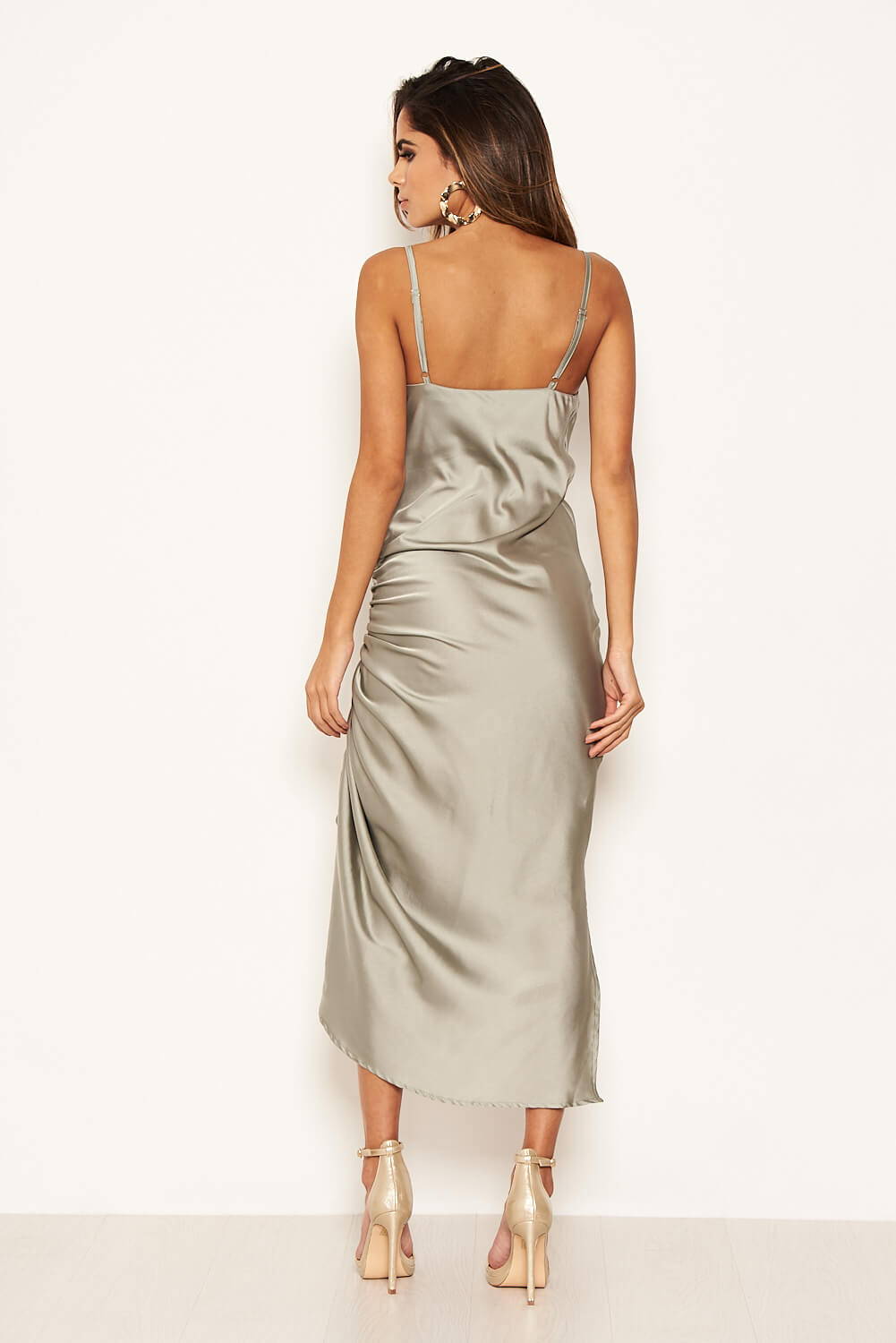 Kikodress - Sage Ruched Detail Midi Dress