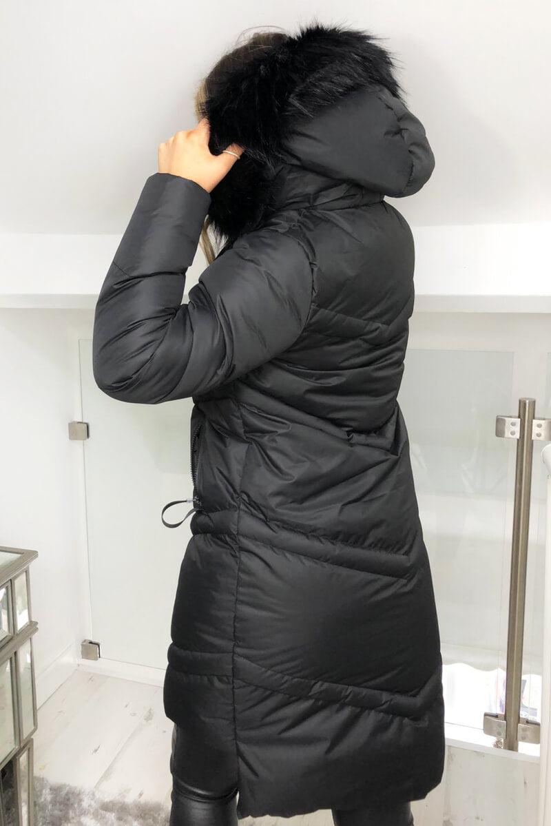 Kikodress - Black Padded Long-line Puffer Coat