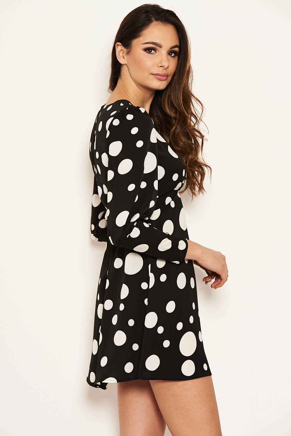 Kikodress - Black Polka Dot Long Sleeve Dress