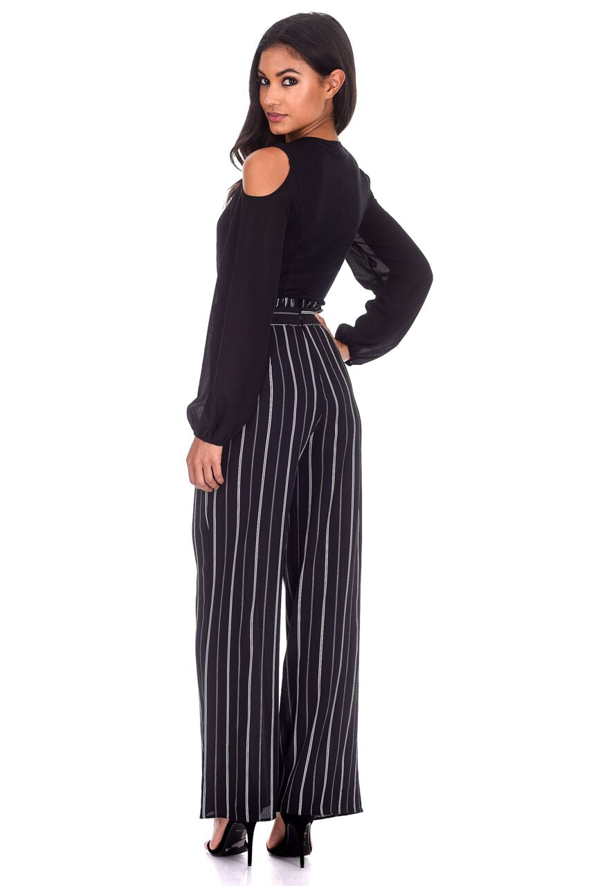 Kikodress - Black Striped Flared Trousers