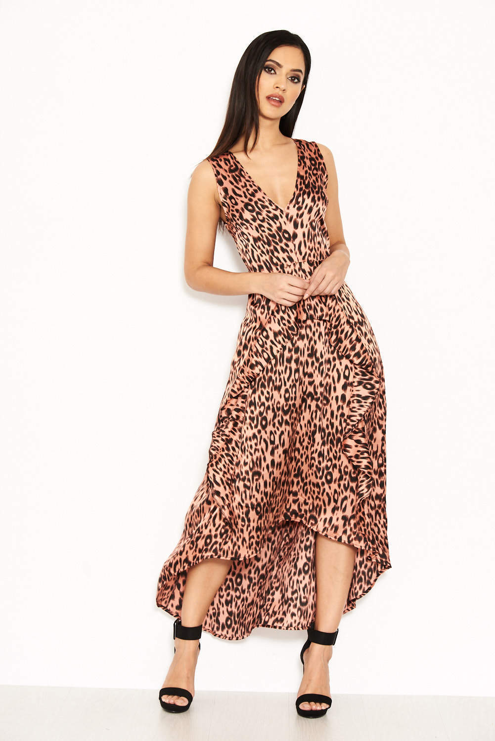 Kikodress - Pink Leopard Print Maxi Dress