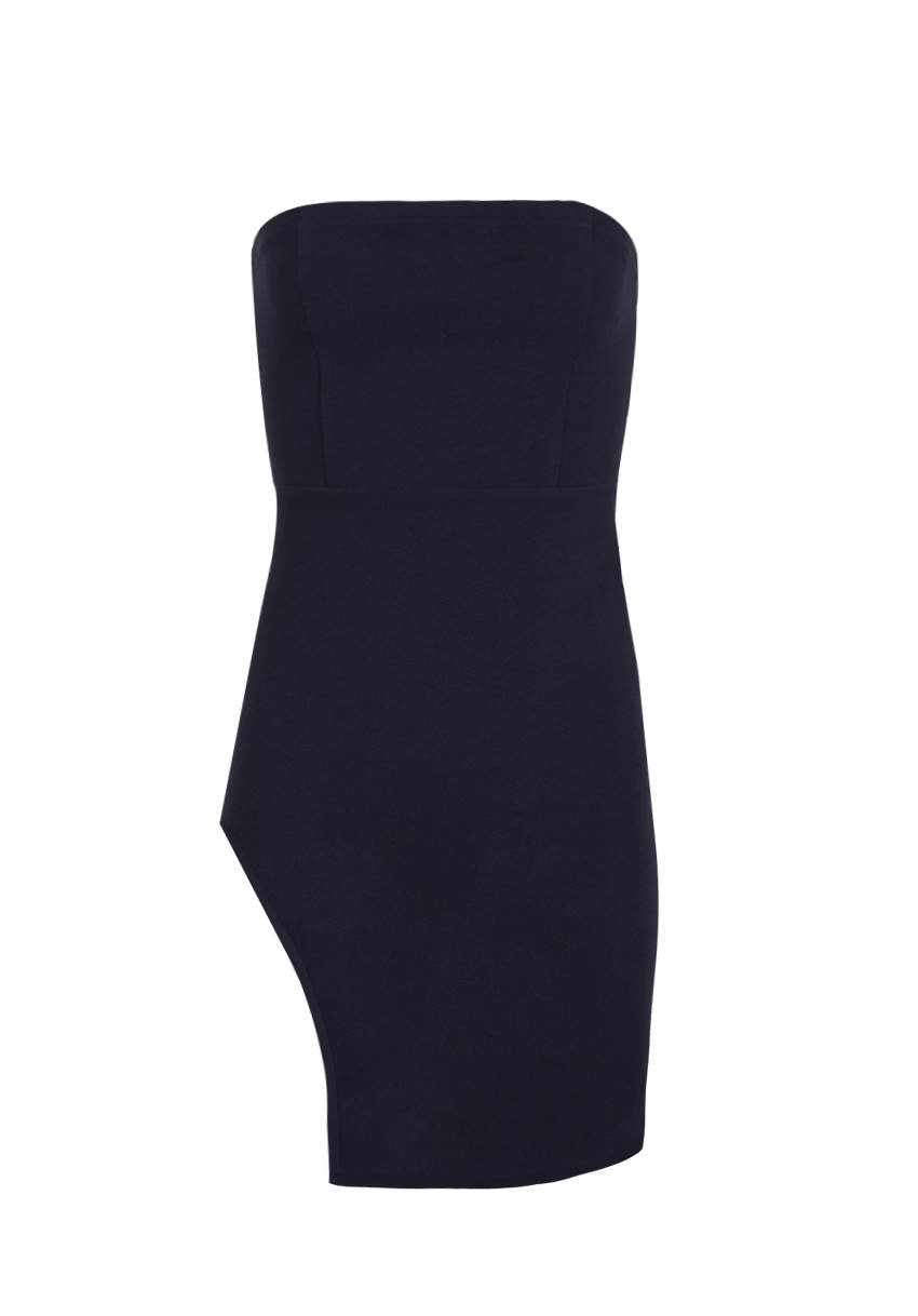 Kikodress - Navy Bandeau Thigh Split Dress