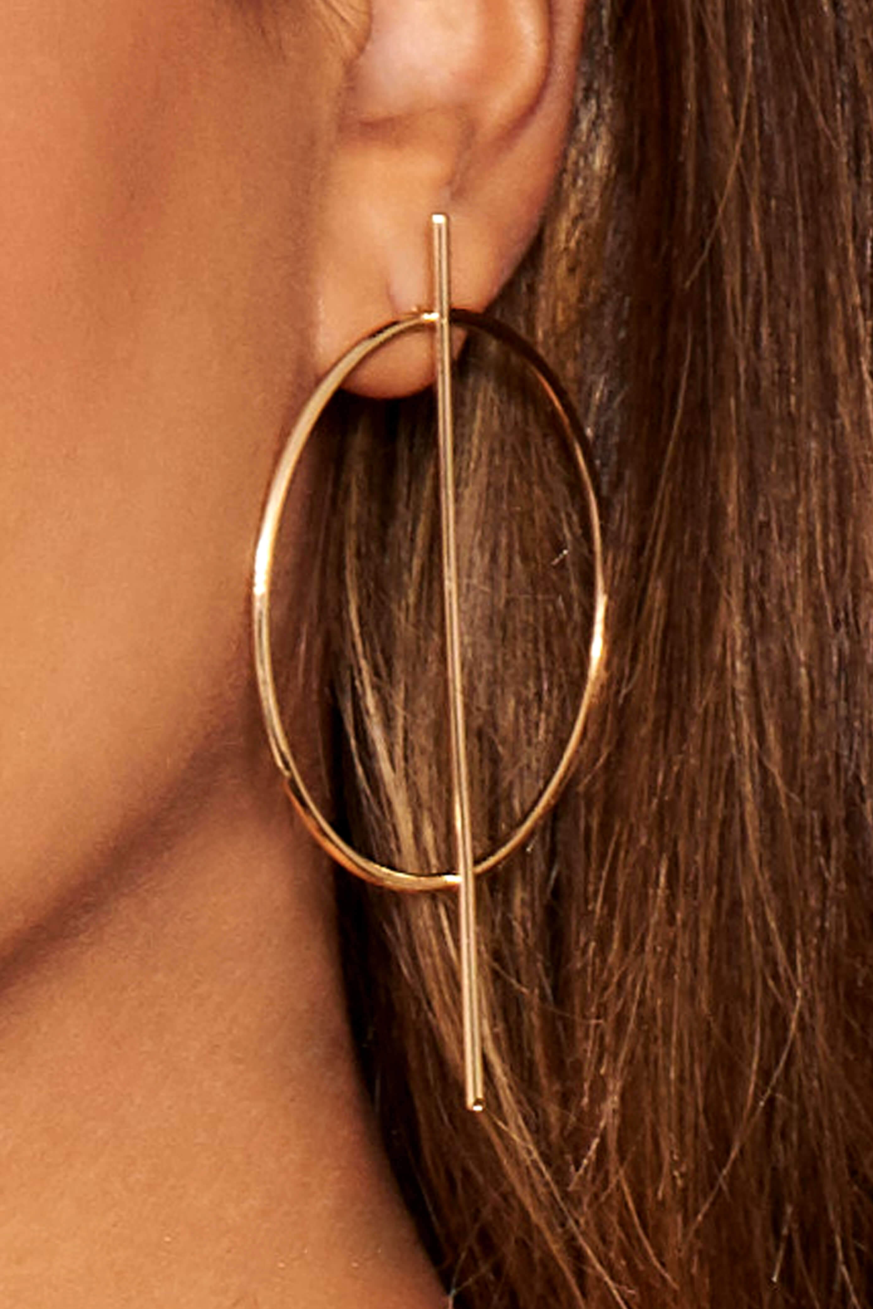 Kikodress - Gold Circle Bar Earrings