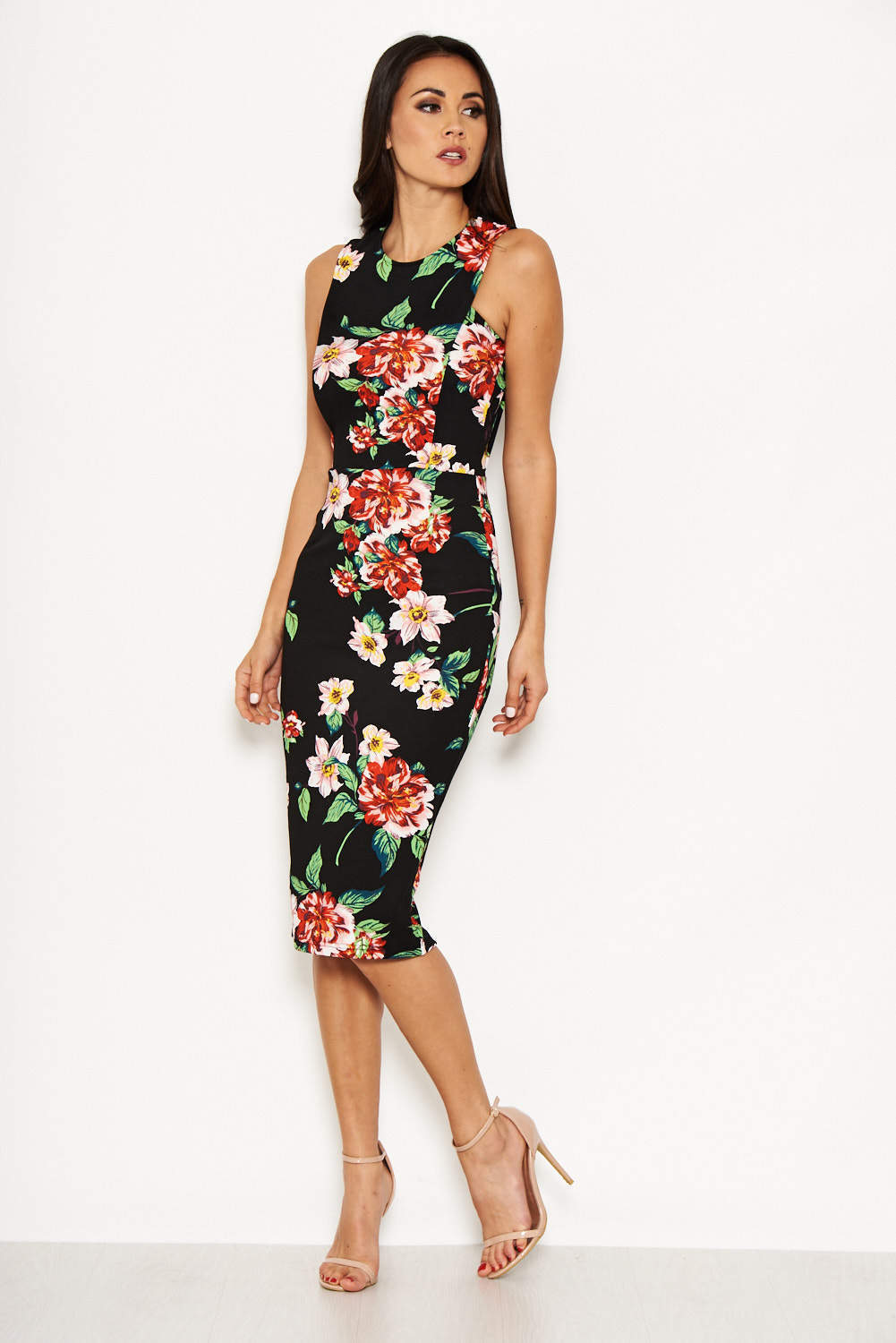 Kikodress - Black Floral Bodycon Dress