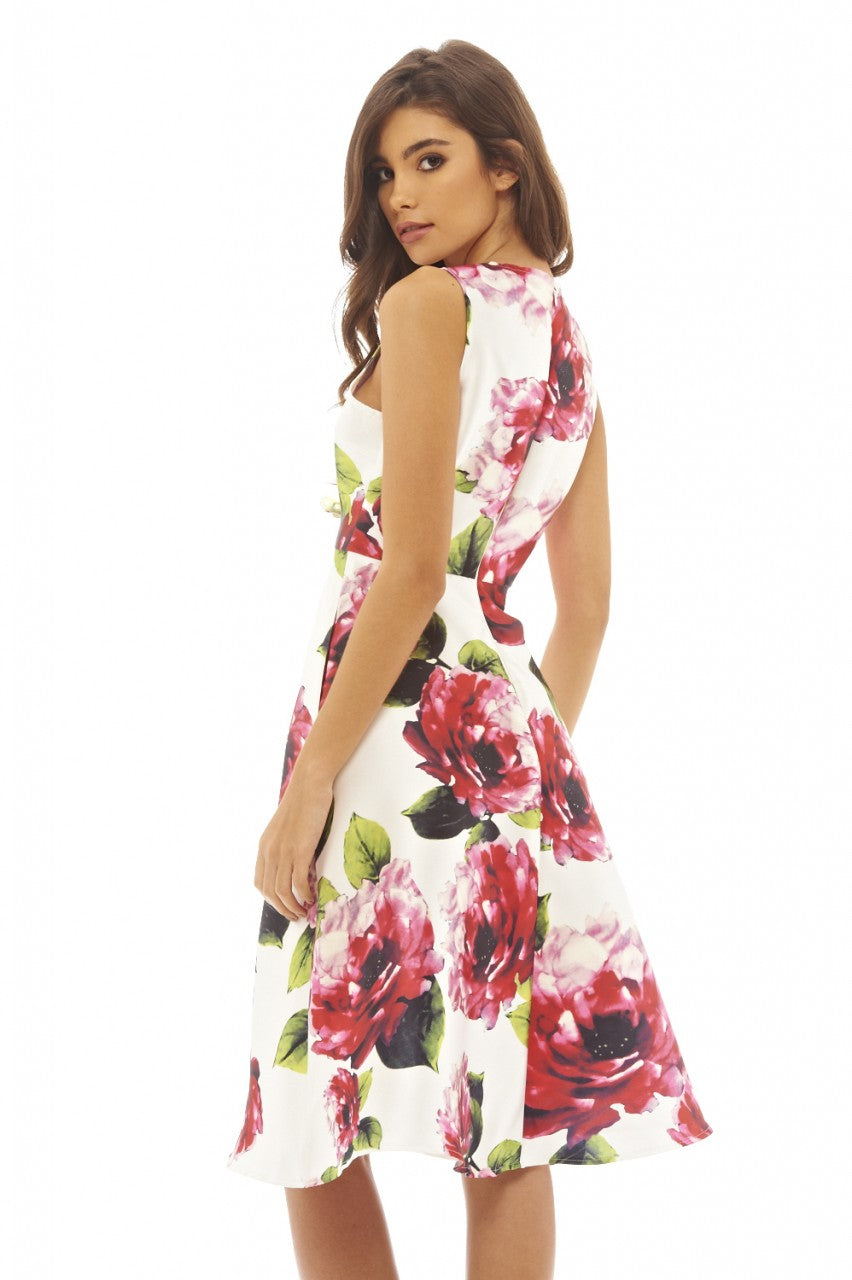 Kikodress - Floral Printed Midi Skater Dress