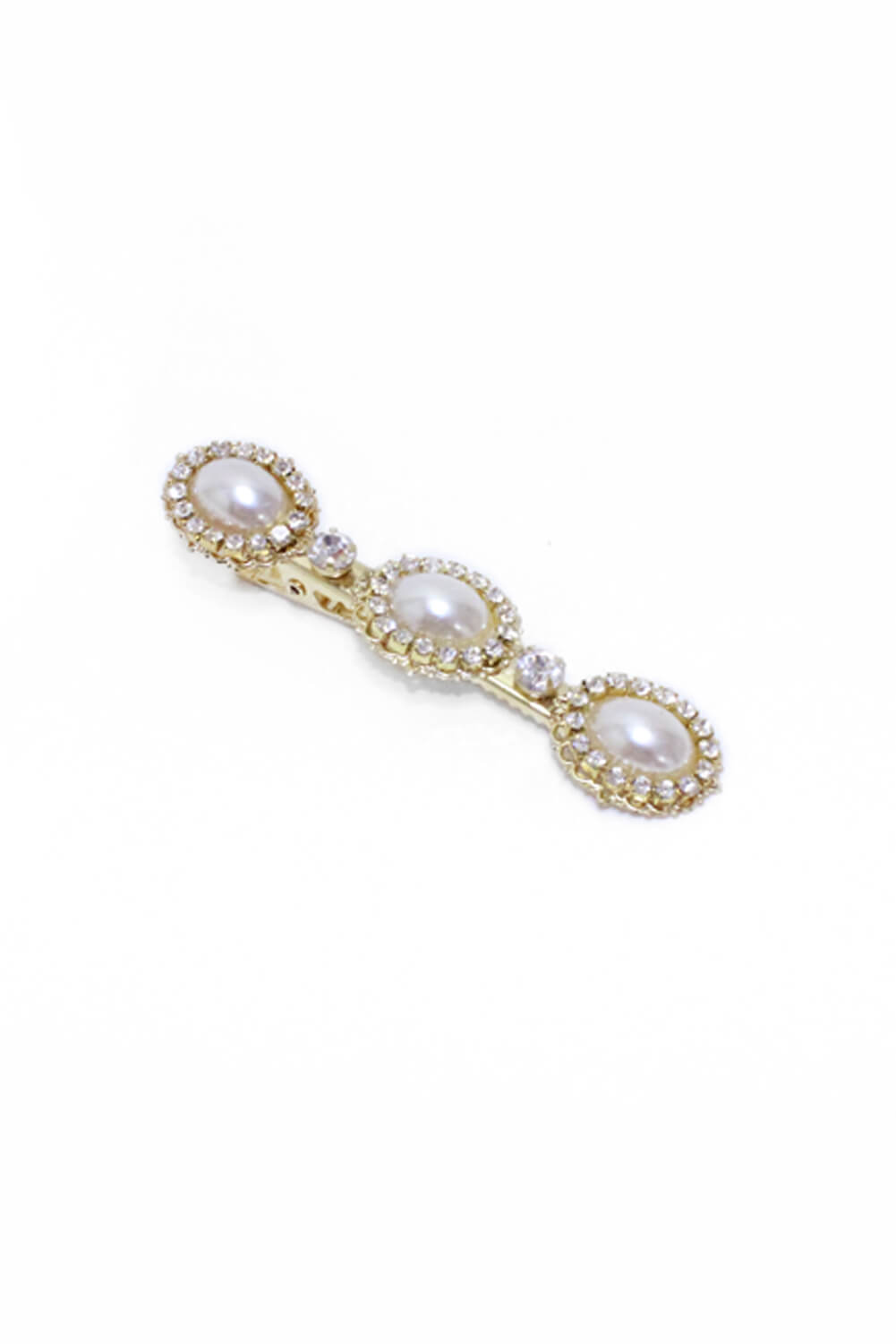 Kikodress - Gold Diamante Hair Clip With Oversized Pearls