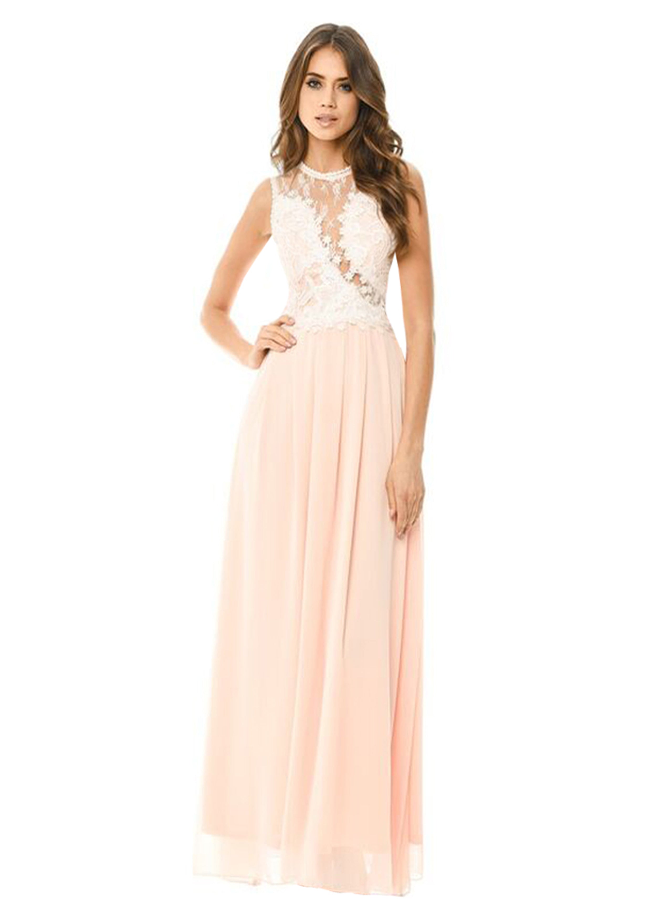Kikodress - Pink Crochet Top Maxi Dress