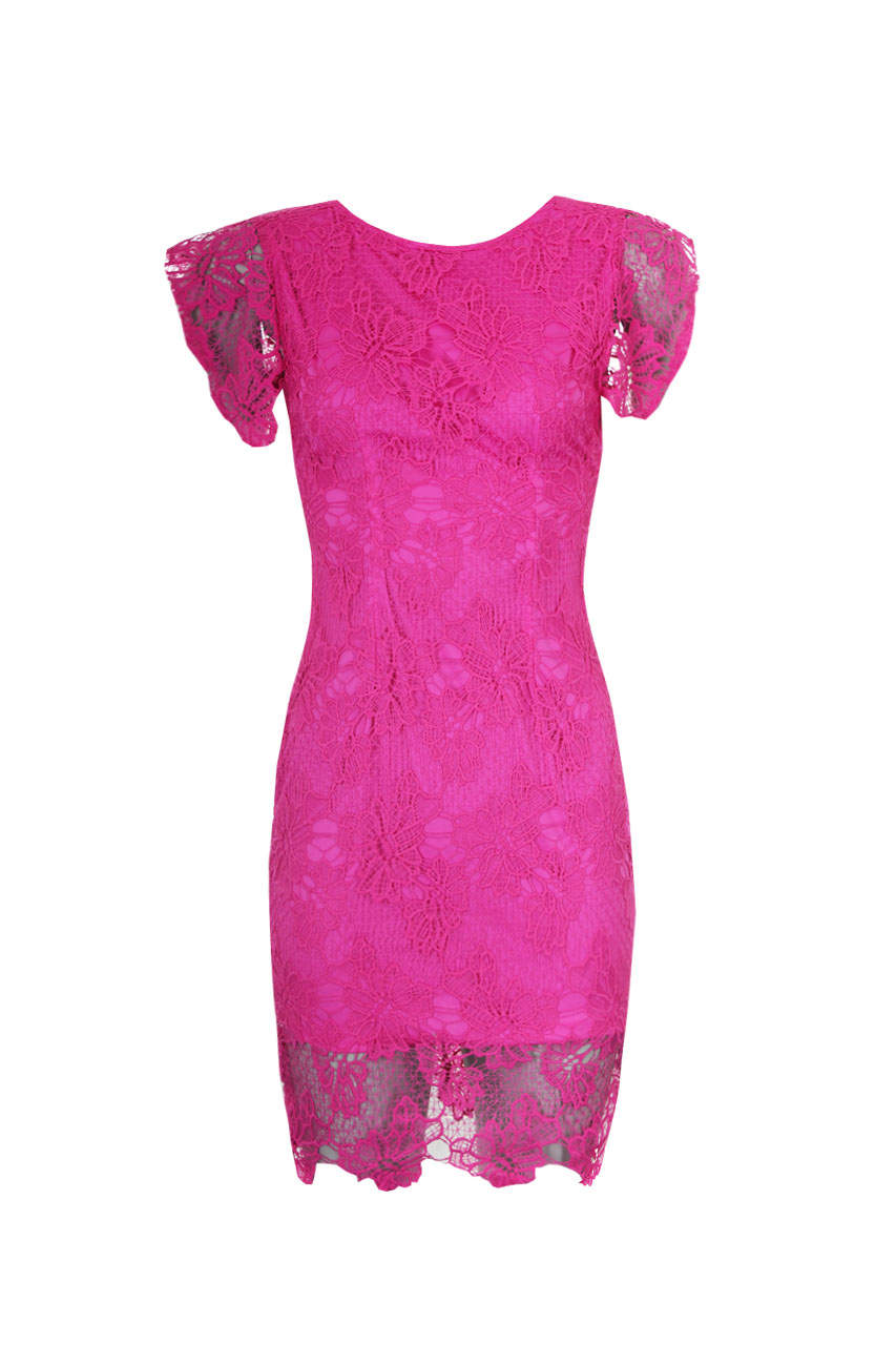 Kikodress - Cerise Crochet Midi Dress