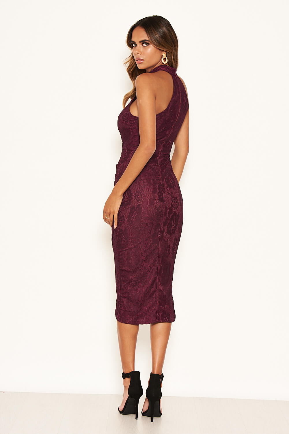 Kikodress - Plum Lace Wrap Dress