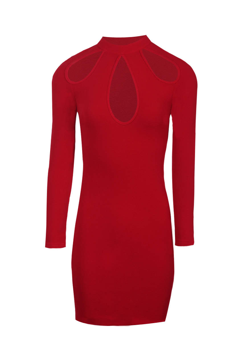 Kikodress - Red Keyhole Detail Dress