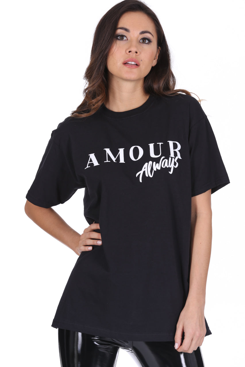 Kikodress - Black Amour Slogan T-Shirt