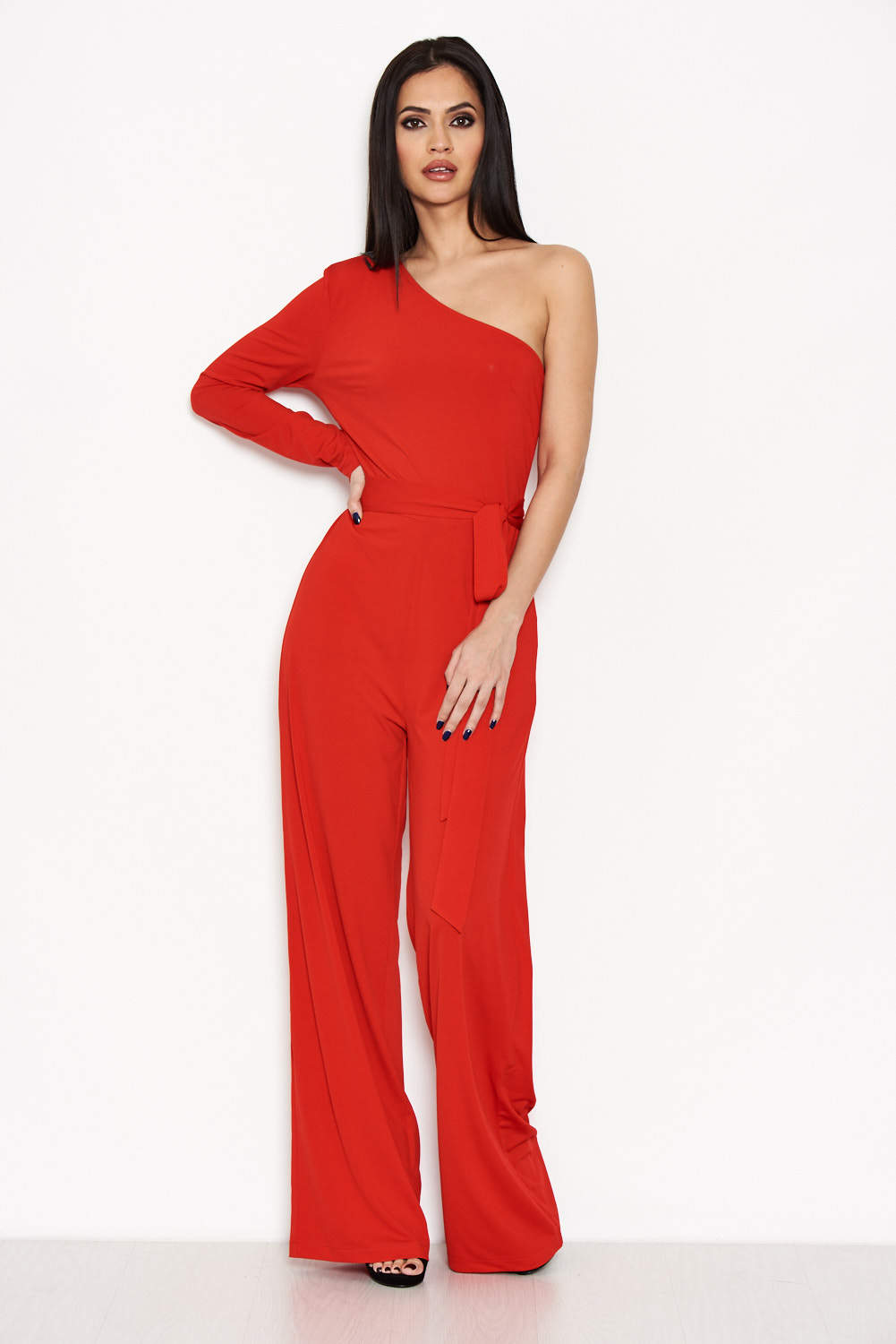 Kikodress - Red One Shoulder Jumpsuit