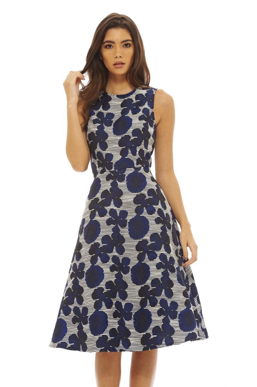 Kikodress - Embroidered Midi Skater Dress