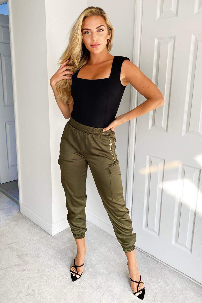 Kikodress - Olive Silky Cargo Pants