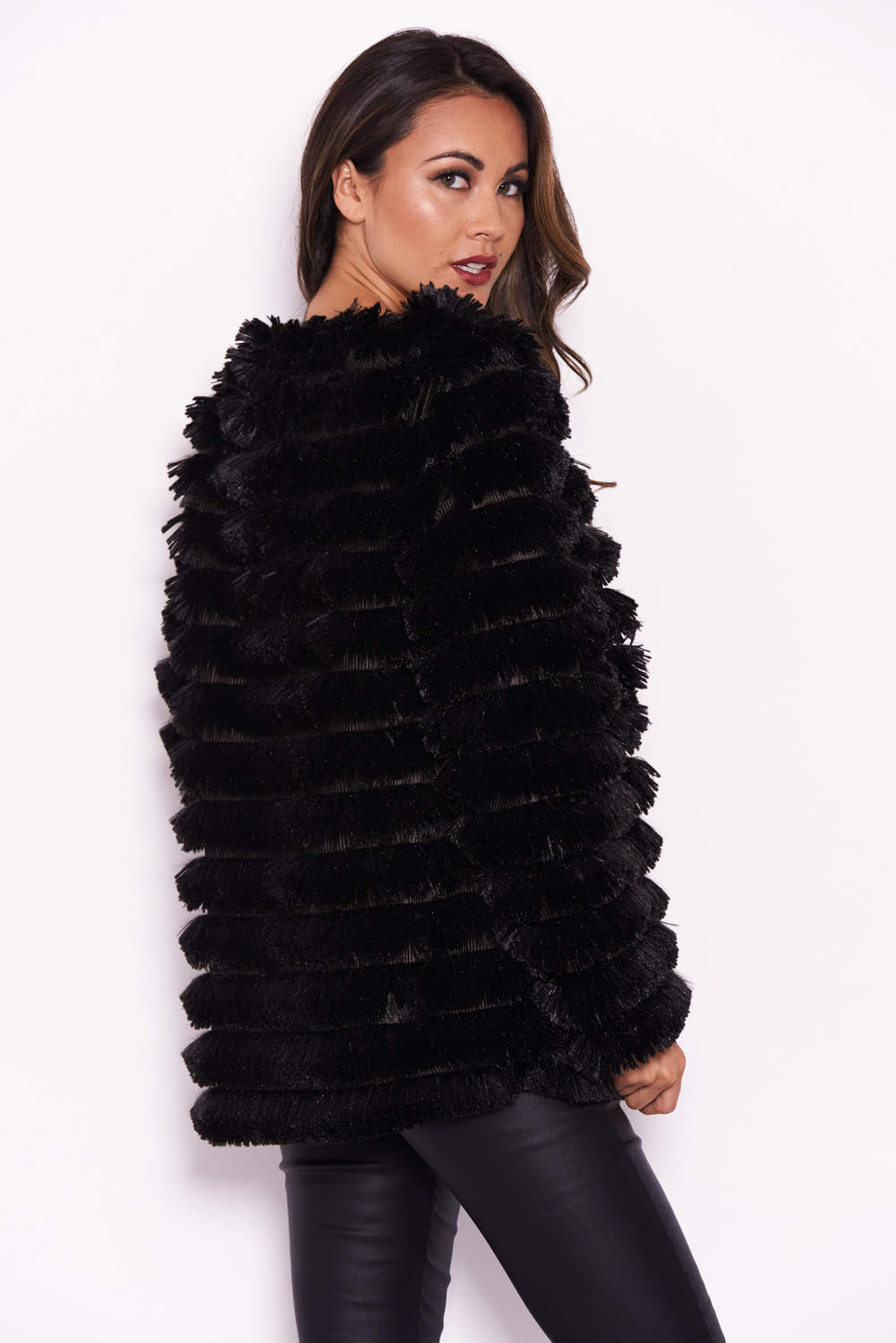 Kikodress - Black Short Faux Fur Coat