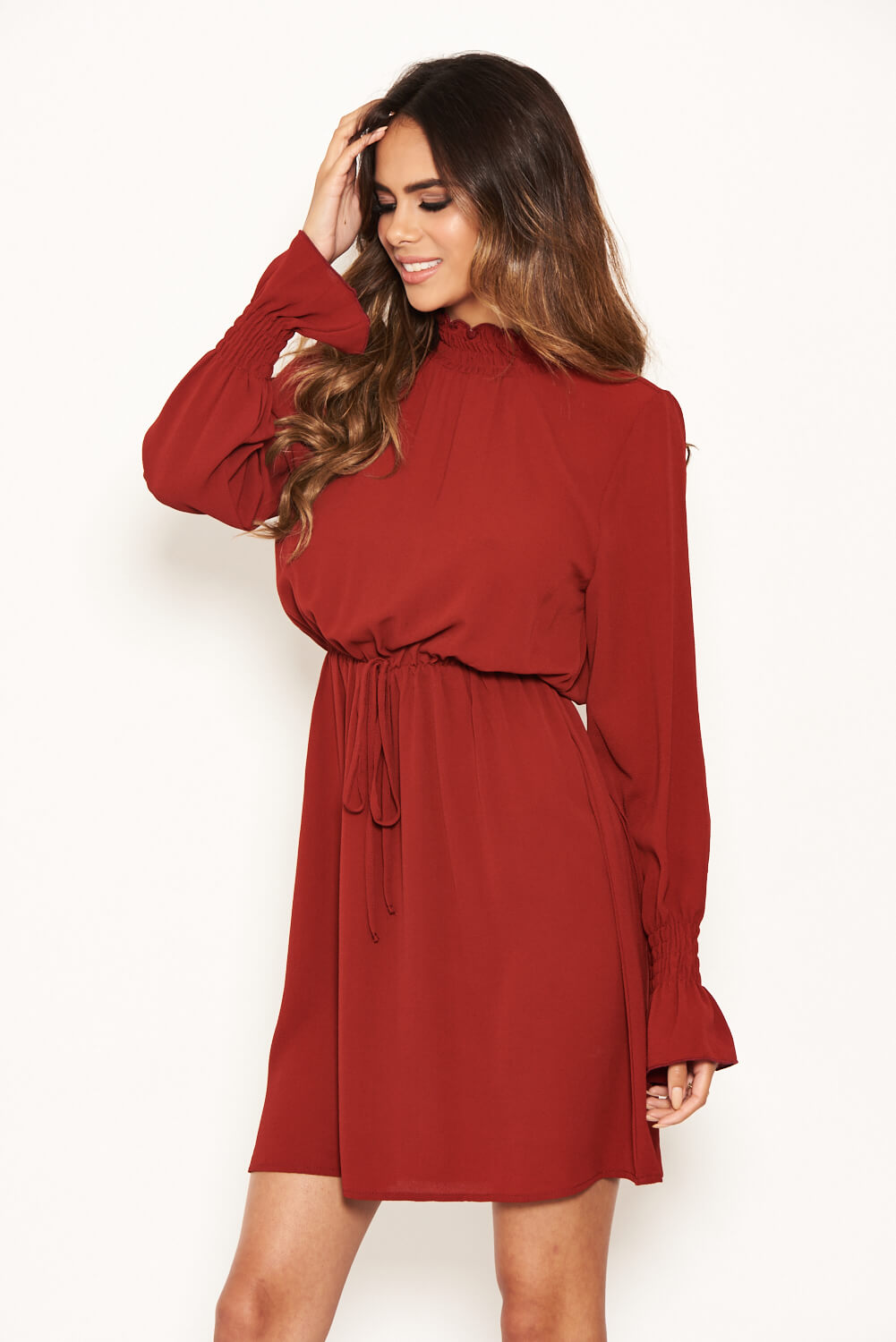 Kikodress - Brick High Neck Skater Dress