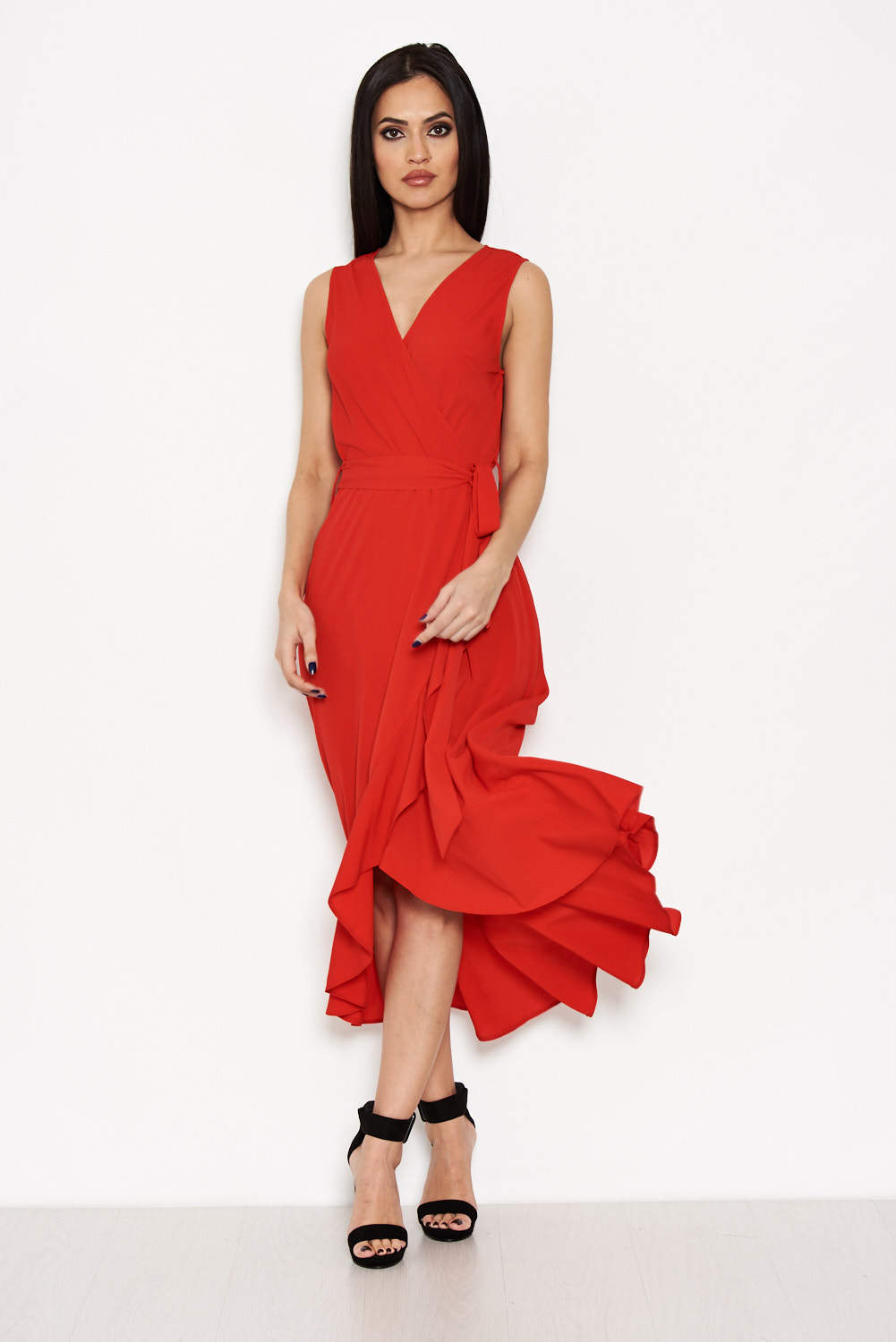 Kikodress - Red Frill Wrap Dress