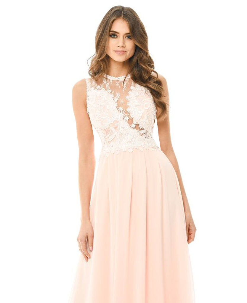 Kikodress - Pink Crochet Top Maxi Dress