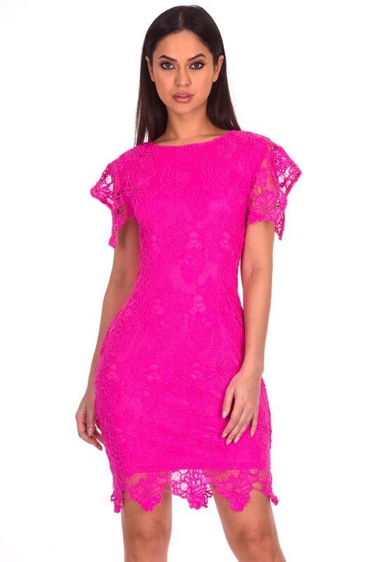 Kikodress - Cerise Crochet Midi Dress