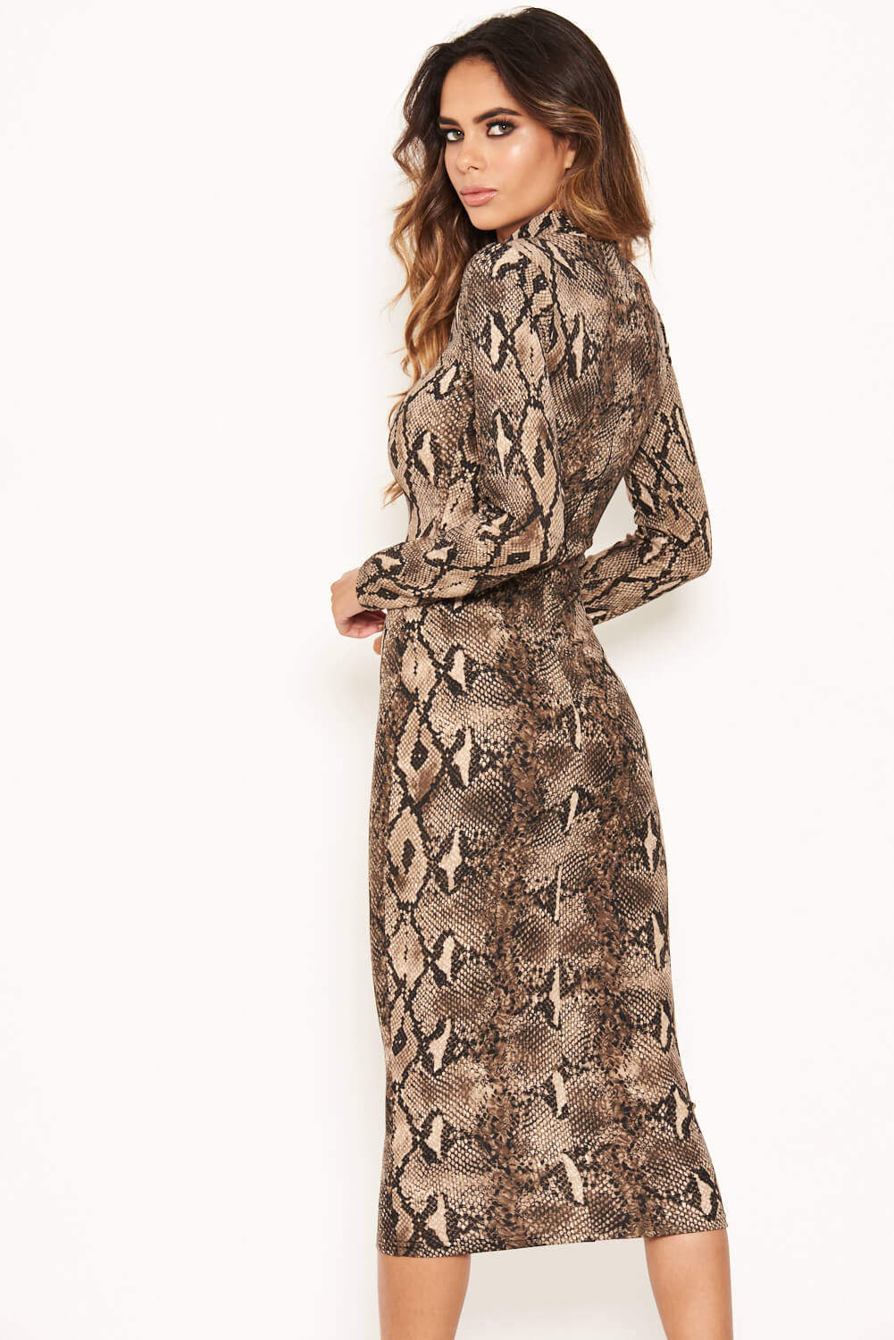 Kikodress - Snake Print Bodycon Midi Dress