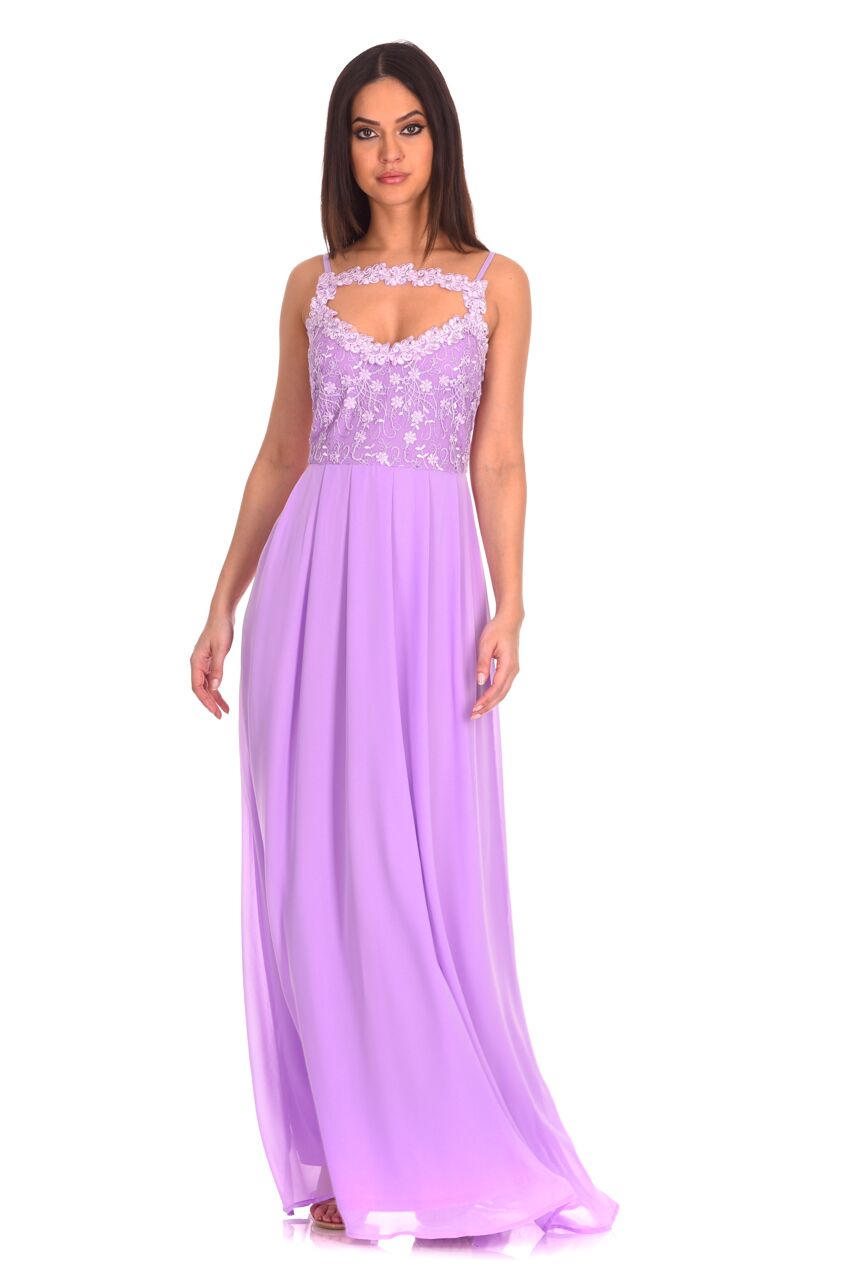 Kikodress - Lilac Crochet Top Maxi Dress