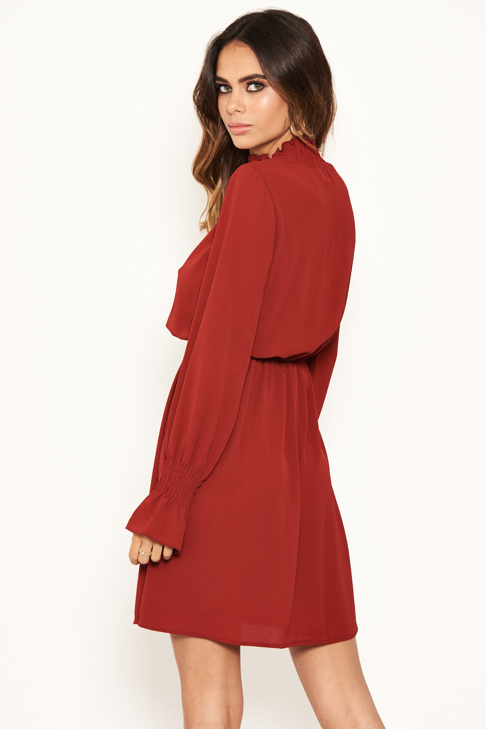 Kikodress - Brick High Neck Skater Dress