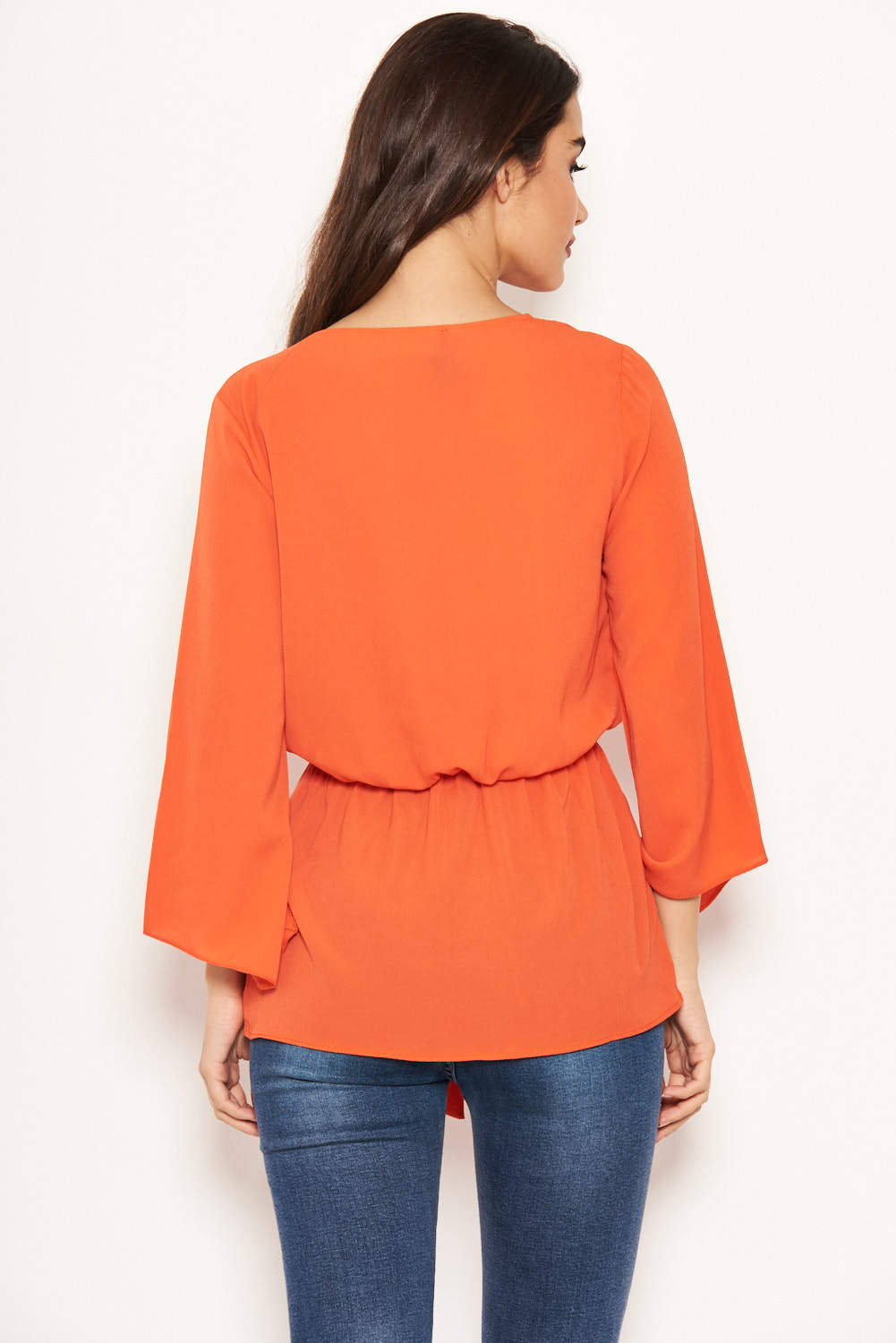 Kikodress - Orange Tie Front Top