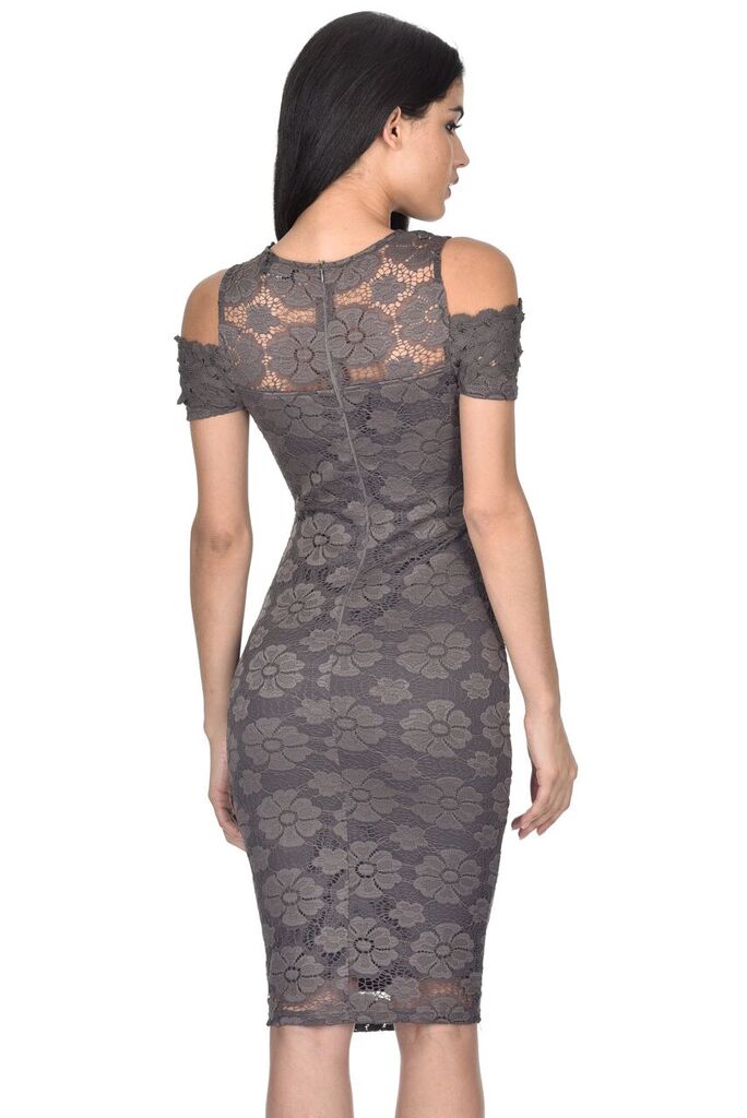 Kikodress - Grey Lace Bodycon Dress
