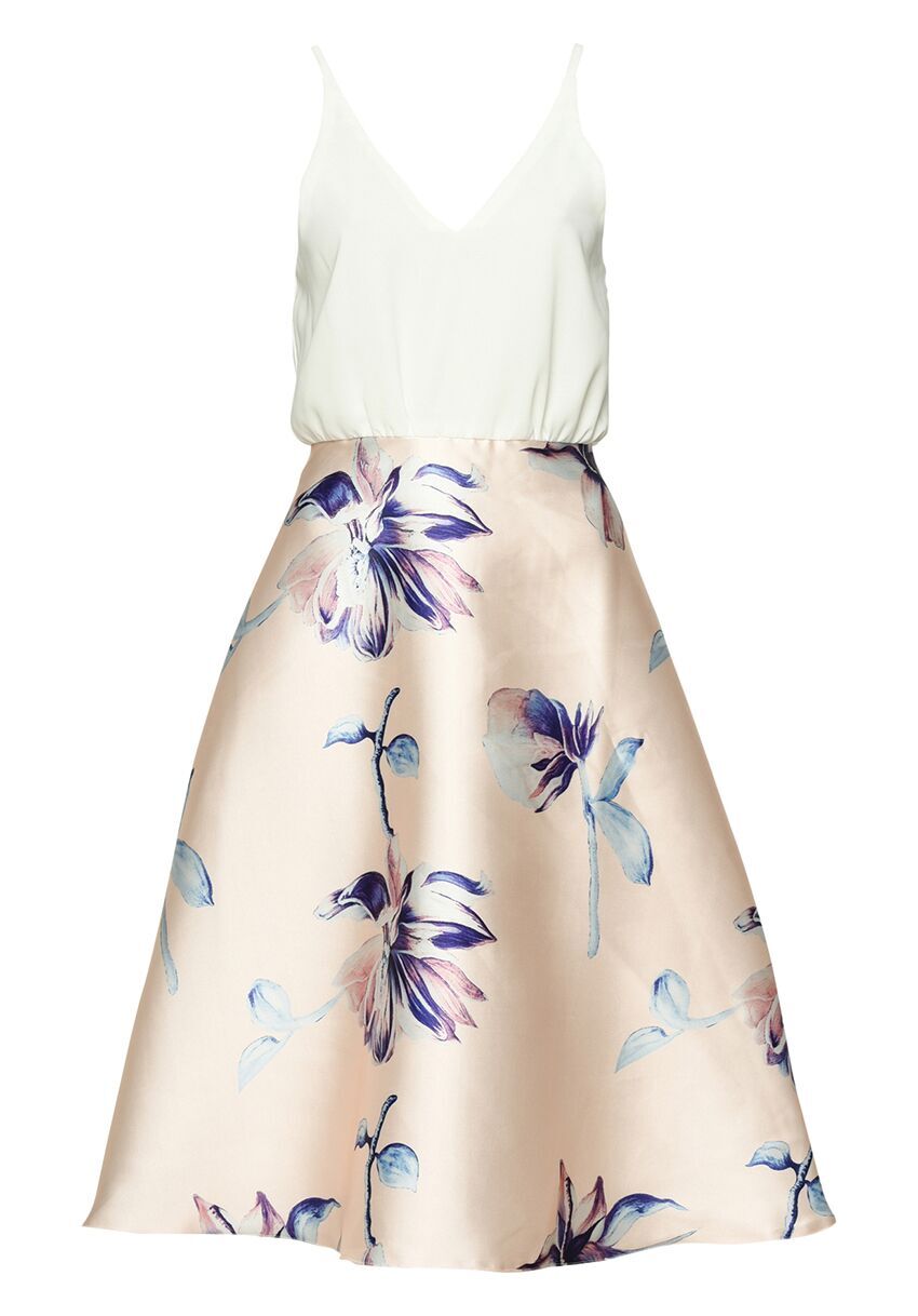 Kikodress - Pink 2 in 1 Printed Skirt Midi Dress