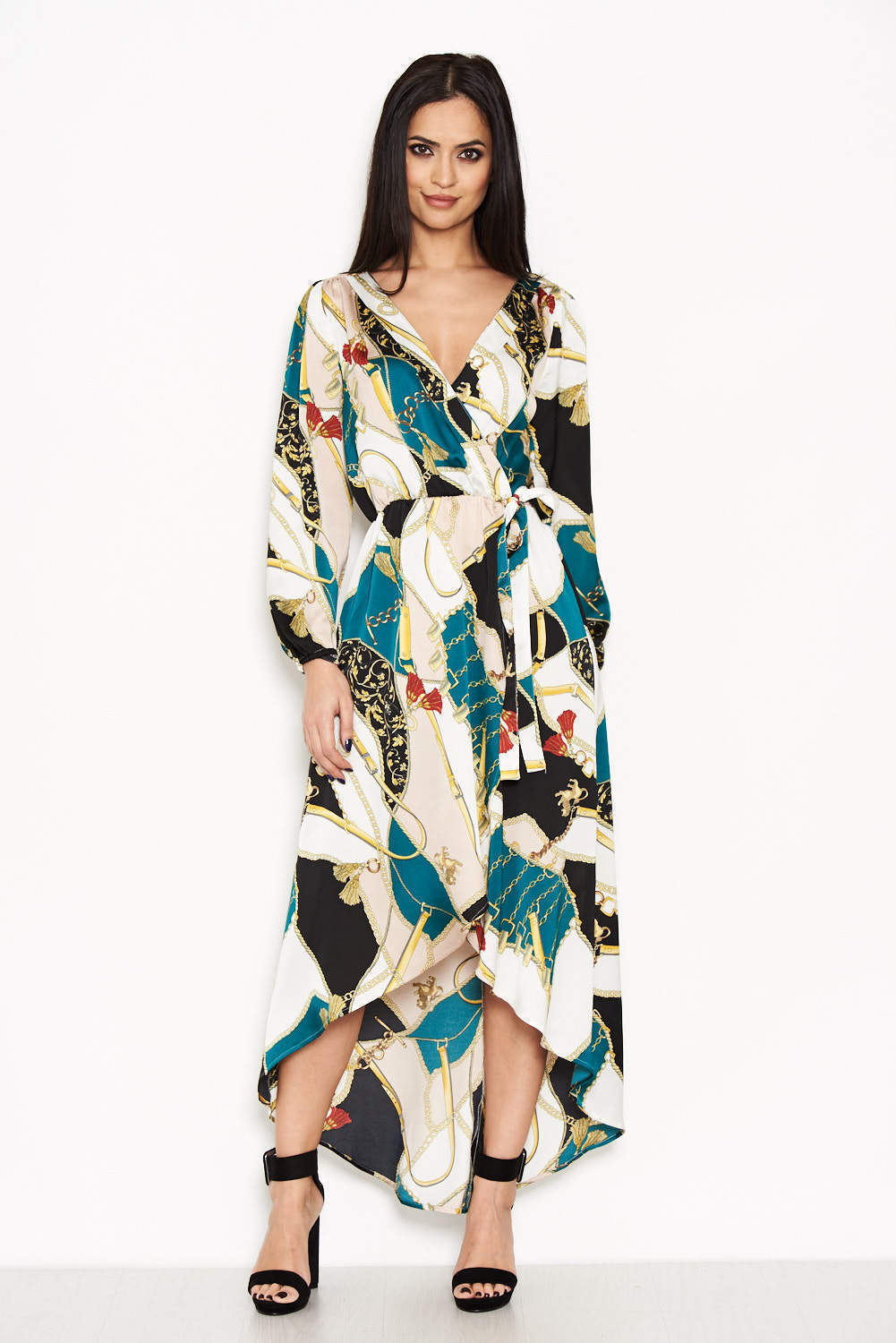 Kikodress - Green Colour Block Printed Dress