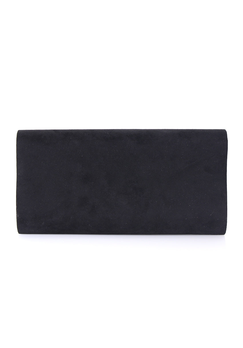Kikodress - Black Rounded Clutch with Silver Detail