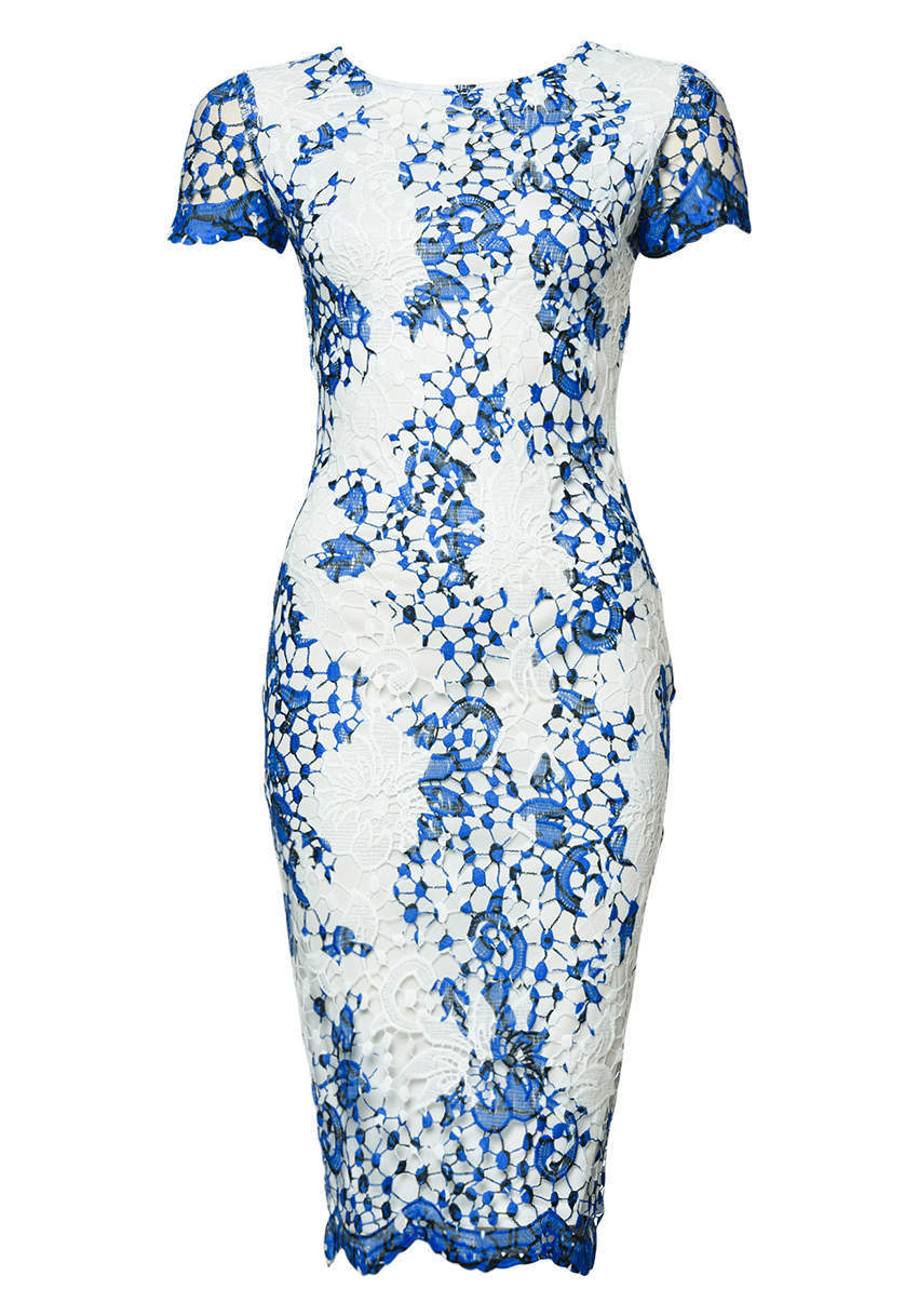 Kikodress - Lace Printed Midi Dress