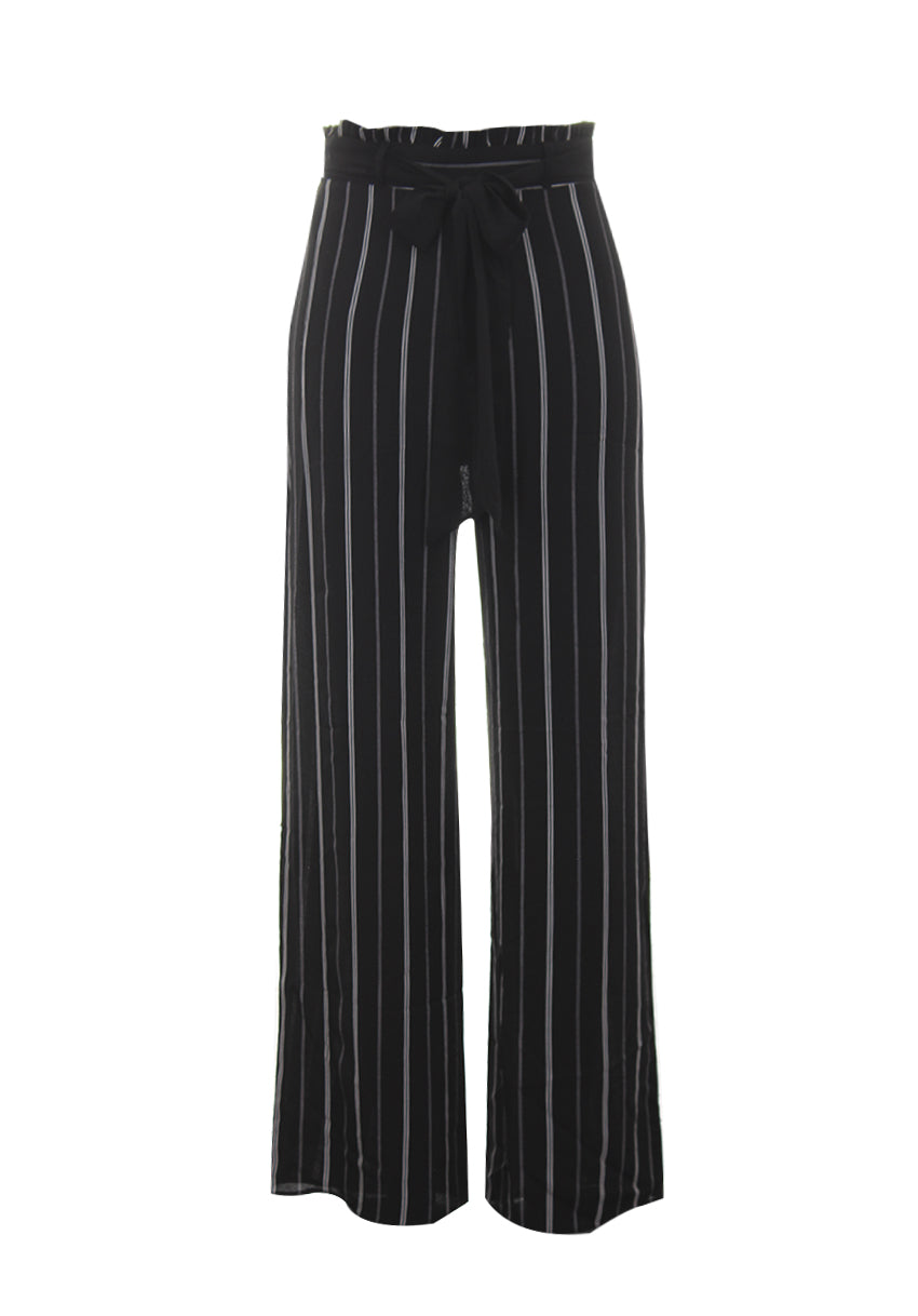 Kikodress - Black Striped Flared Trousers