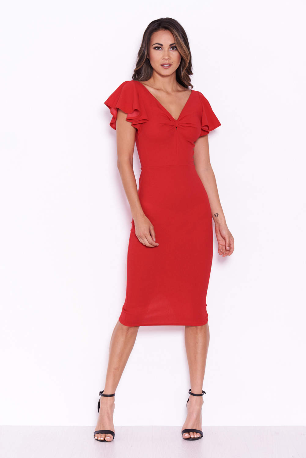 Kikodress - Red Bow Front Midi Dress