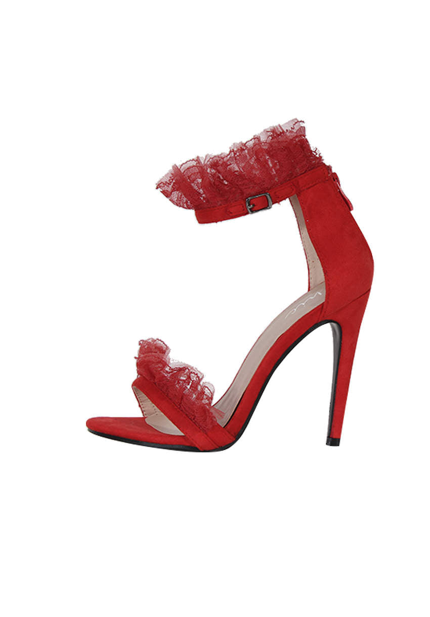 Kikodress - Red Lace Detail Stiletto Heels