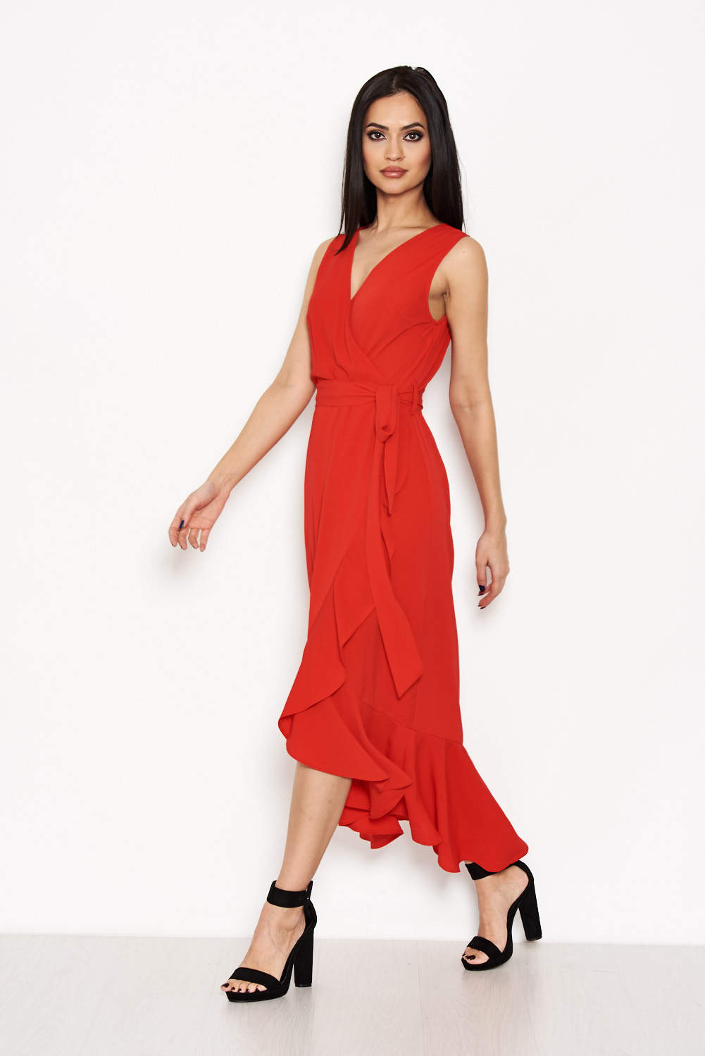 Kikodress - Red Frill Wrap Dress