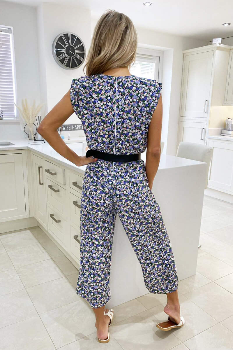 Kikodress - Multi Floral Wrap Front Jumpsuit