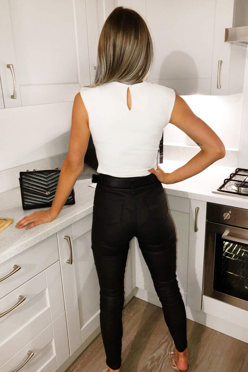 Kikodress - Cream Basic Padded Shoulder Bodysuit