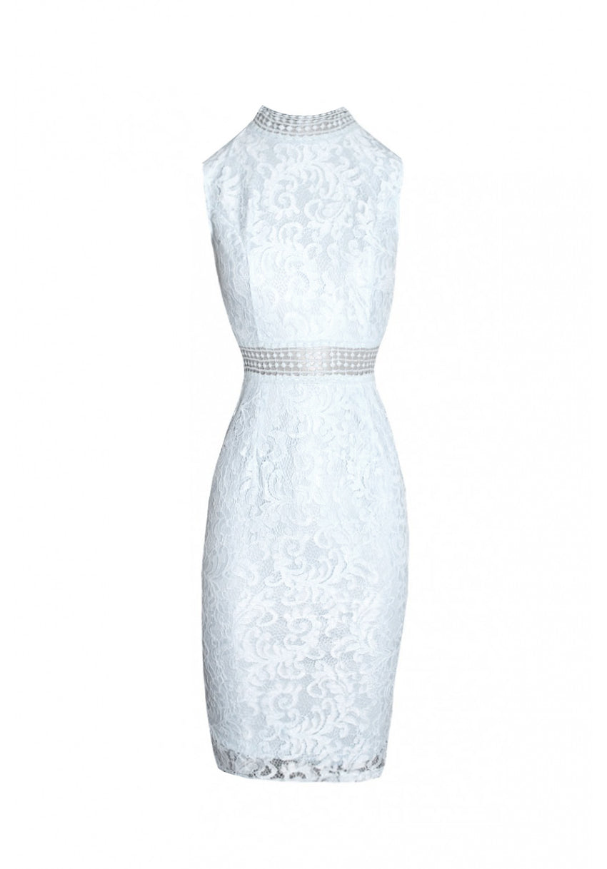 Kikodress - Ice Blue Lace Midi Dress