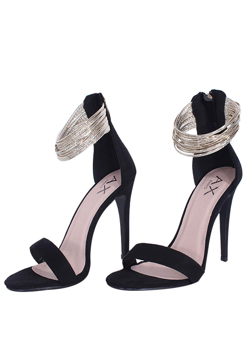 Kikodress - Black Gold Ring Detail Stilletto Heels
