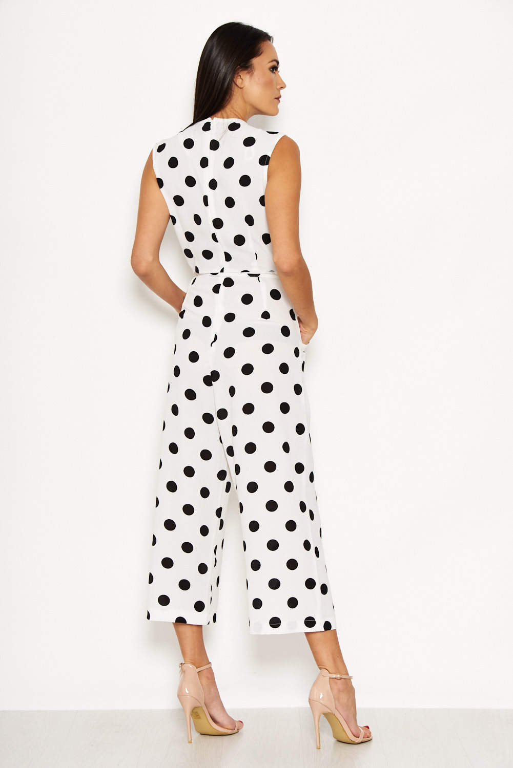 Kikodress - Cream Polka Dot Culotte Jumpsuit