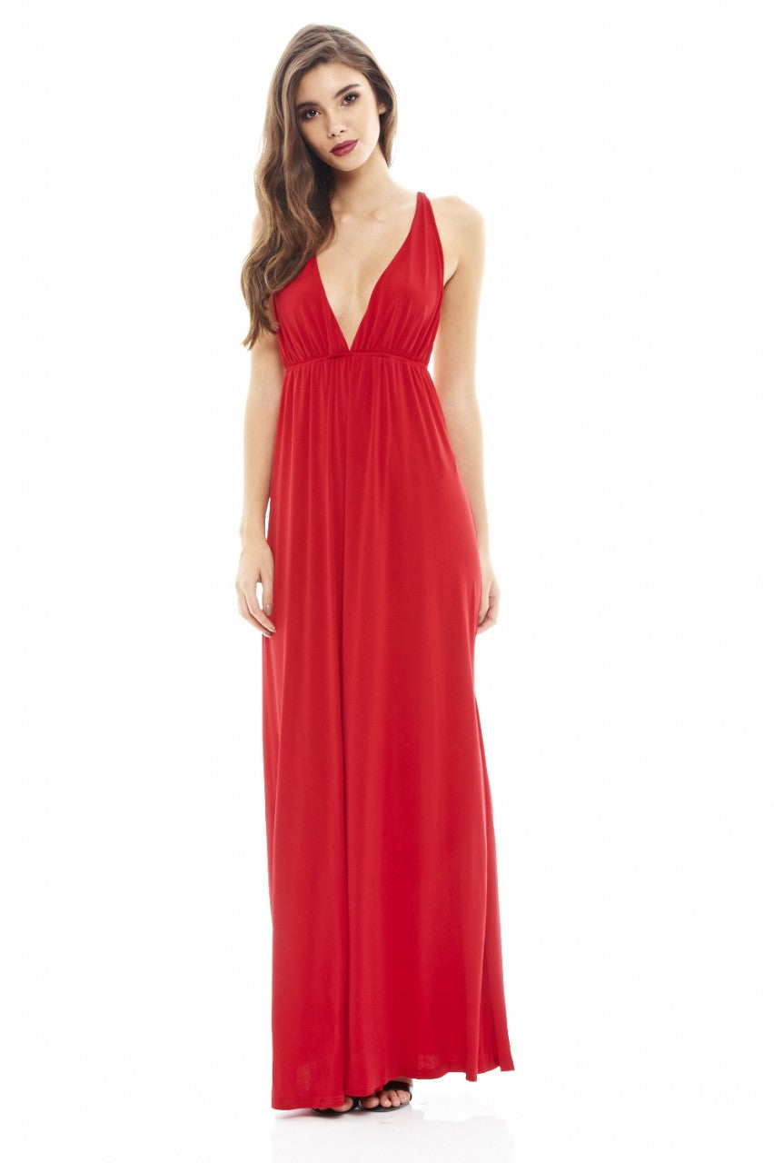 Kikodress - Slinky Plunge Maxi Dress