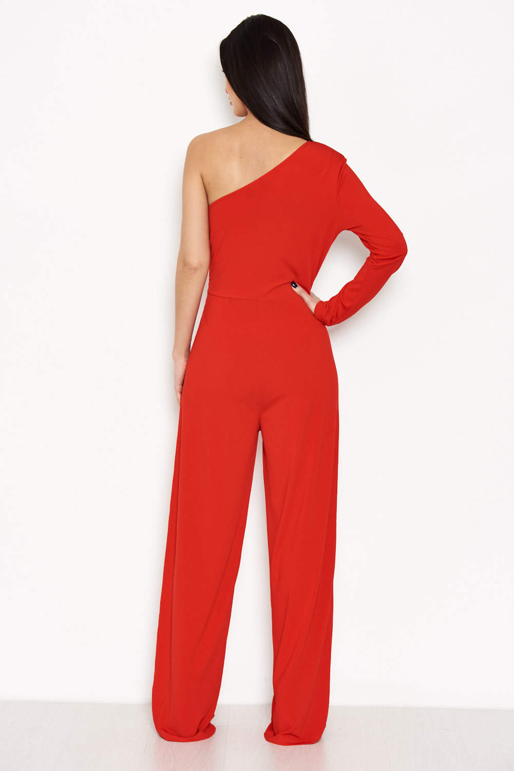 Kikodress - Red One Shoulder Jumpsuit