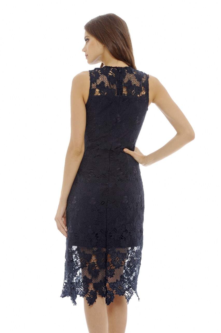 Kikodress - Navy Lace Midi  Dress