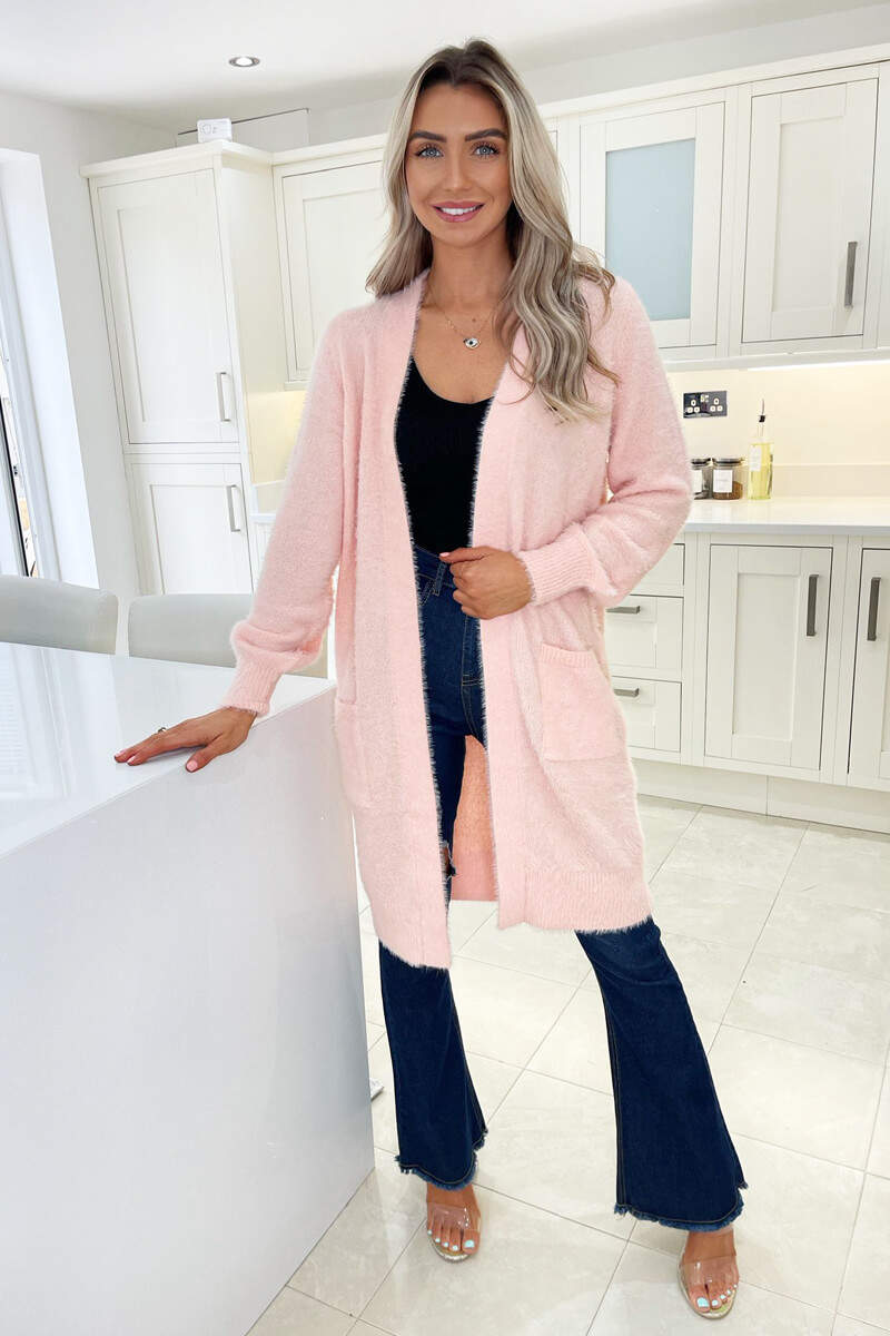 Kikodress - Pink Fluffy Long Cardigan