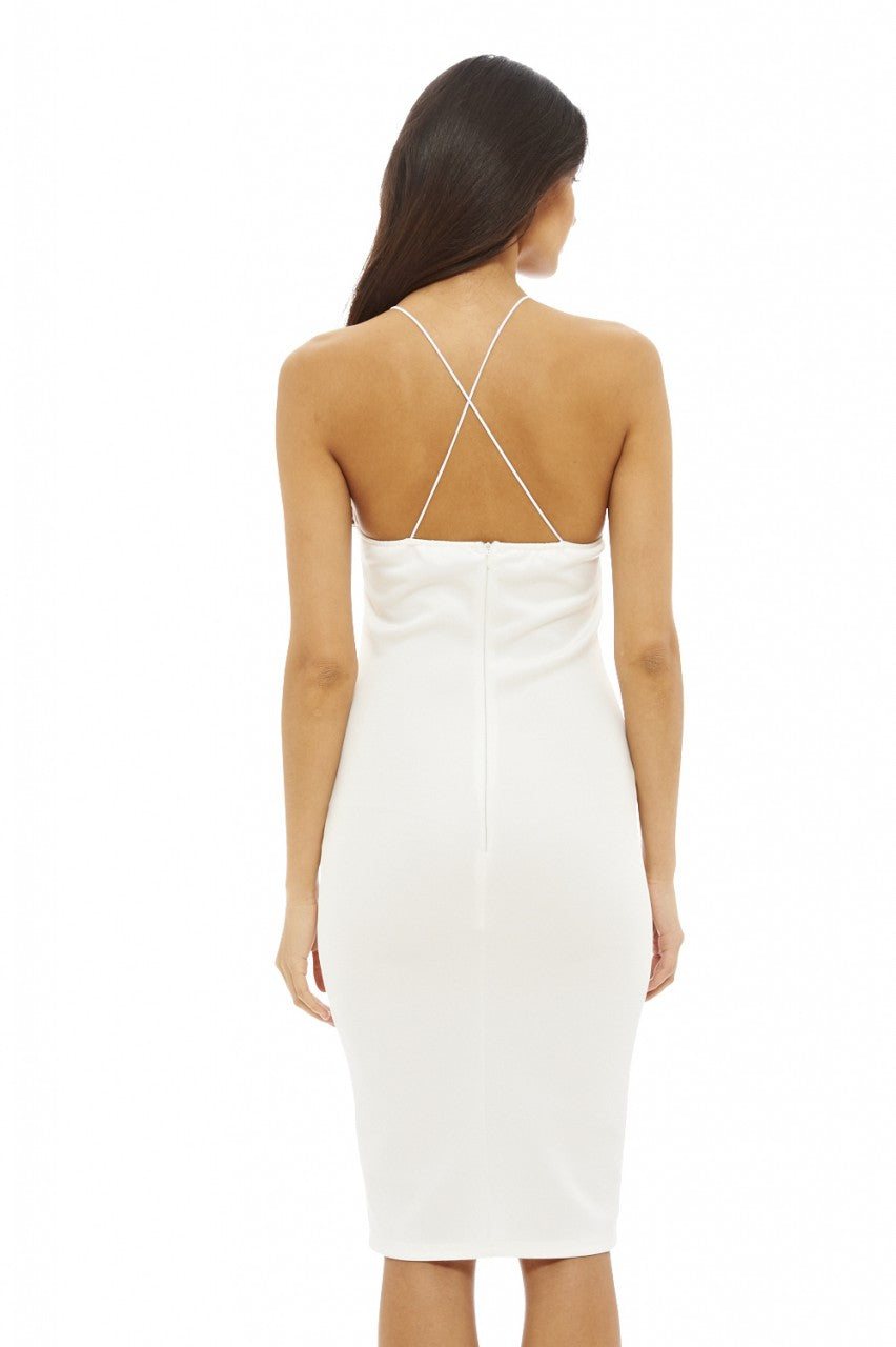 Kikodress - V Lace Up Midi Dress