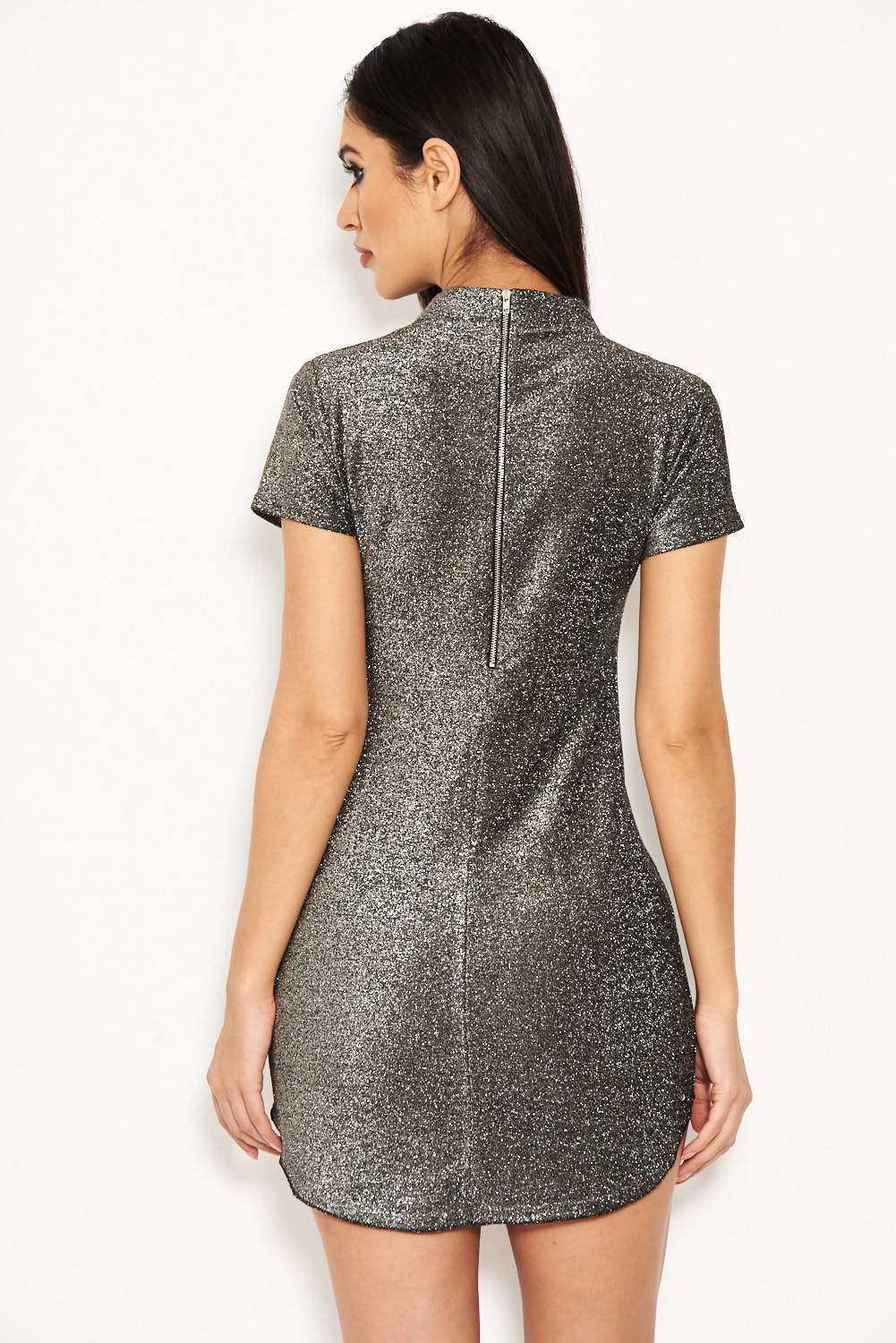 Kikodress - Silver Glitter Mini Dress
